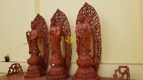 Tam thế phật gỗ hương cao 1m-TTP11 - Hình ảnh 7