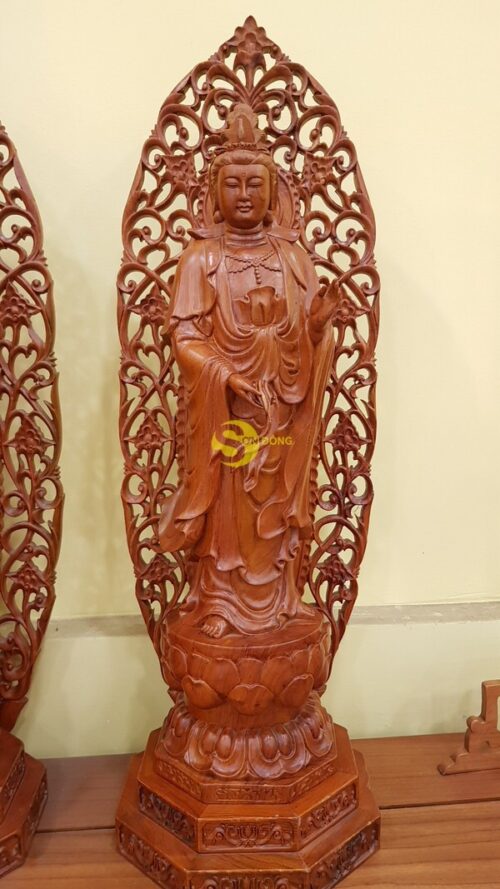 Tam thế phật gỗ hương cao 1m-TTP11 - Hình ảnh 5