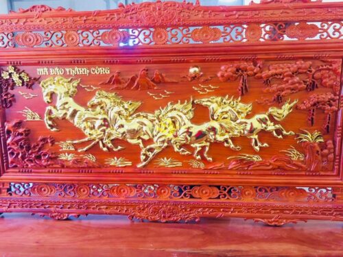 Tranh mã đáo thành công dát vàng - T203 - Hình ảnh 2