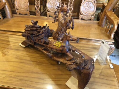 Tượng song mã kéo xe vàng - TN07 - Hình ảnh 3