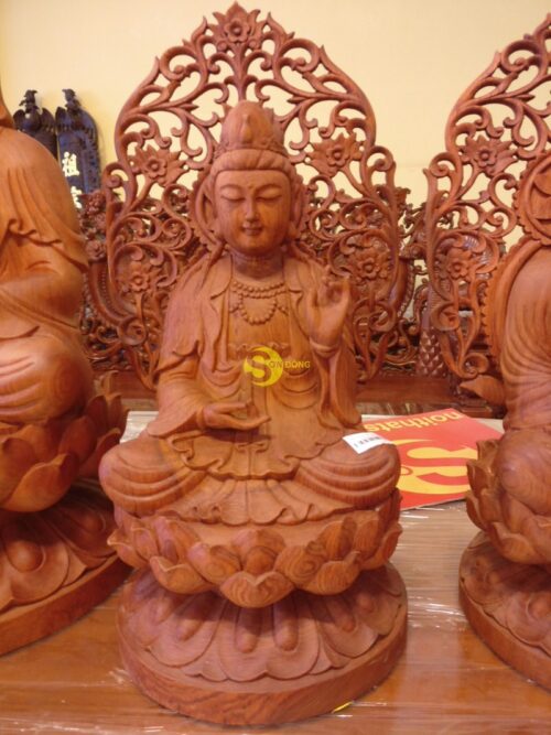 Bộ tượng tam thế phật hào quang gỗ hương 40 cm-TTP01A - Ảnh 2