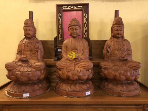 Bộ tượng tam thế phật gỗ hương cao 60cm - TTP03 - Hình ảnh 4