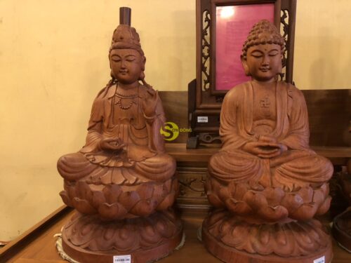 Bộ tượng tam thế phật gỗ hương cao 60cm - TTP03 - Hình ảnh 3