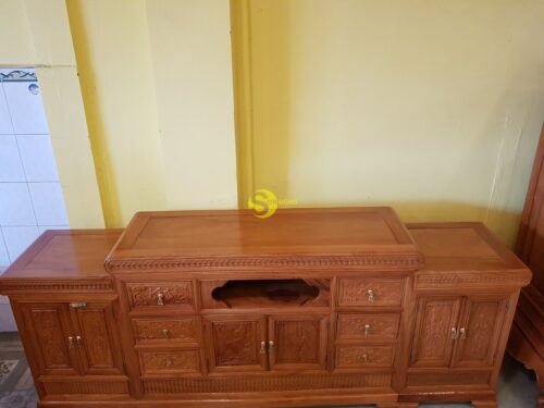 Tủ ti vi gỗ gõ đỏ tứ quý (cao giữa) 2m2-TTV313B - Hình ảnh 9