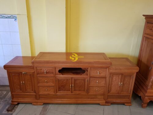 Tủ ti vi gỗ gõ đỏ tứ quý (cao giữa) 2m2-TTV313B - Hình ảnh 6