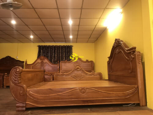 Giường thuyền gỗ gõ đỏ – GN68