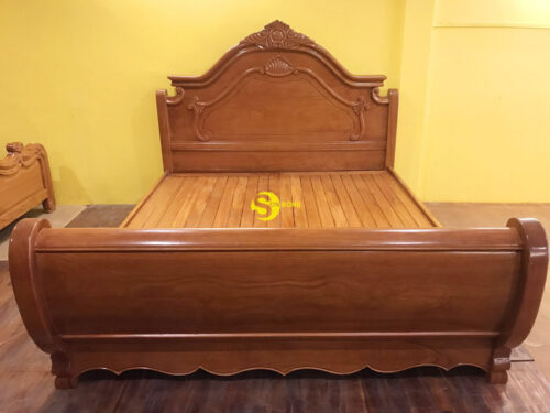 Giường thuyền gỗ gõ đỏ – GN68