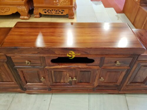 Tủ tivi gỗ cẩm lai 3 cục phong cách truyền thống - TTV09
