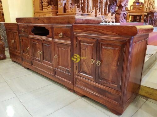 Tủ tivi gỗ cẩm lai 3 cục phong cách truyền thống - TTV09