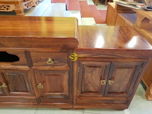 Tủ tivi gỗ cẩm lai 3 cục phong cách truyền thống - TTV09