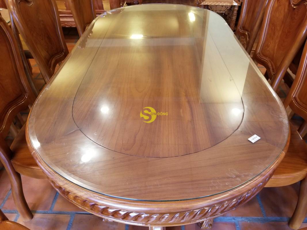 Bộ bàn ăn louis gỗ gõ đỏ 8 ghế ovan – BBA2238B (Ảnh 5)