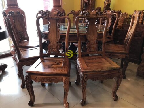 Bộ Bàn Ăn  Cẩm Lai Xịn 8 Ghế Tròn  Mã BBA4258T2 - Ảnh 2