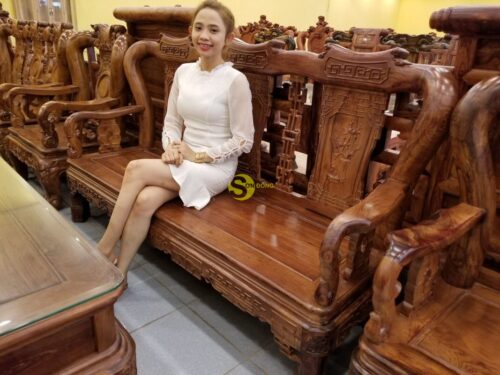 Bàn ghế gỗ cẩm lai xịn | Minh quốc triện tay 10, 10 món - BBG432 - Hình ảnh 9