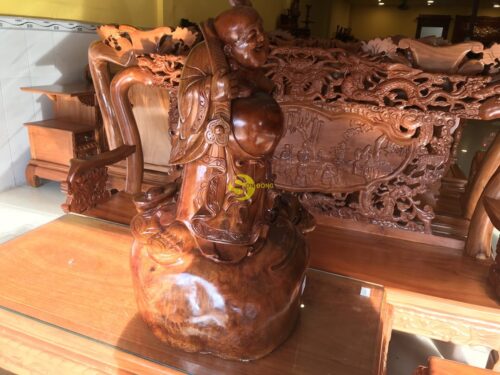 Di lạc gỗ hương đứng bao tiền lớn cao 70cm - DL32 - Hình ảnh 7
