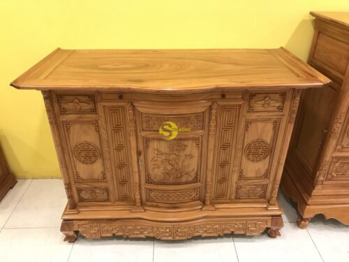 Tủ thờ gõ đỏ hoa sen lắp ráp 1,76m - SD283 - Hình ảnh 8
