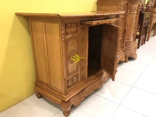 Tủ thờ gõ đỏ hoa sen lắp ráp 1,76m - SD283 - Hình ảnh 5