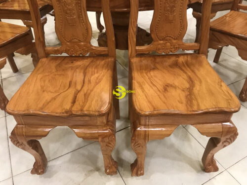 Bộ bàn ghế phòng ăn cổ điển chạm hoa hồng - BBA218