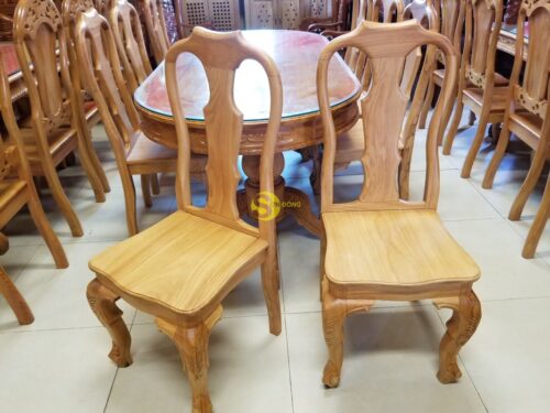 Bộ bàn ăn 8 ghế đầu bỏ gõ đỏ ovan BBA2118B - Hình ảnh 3