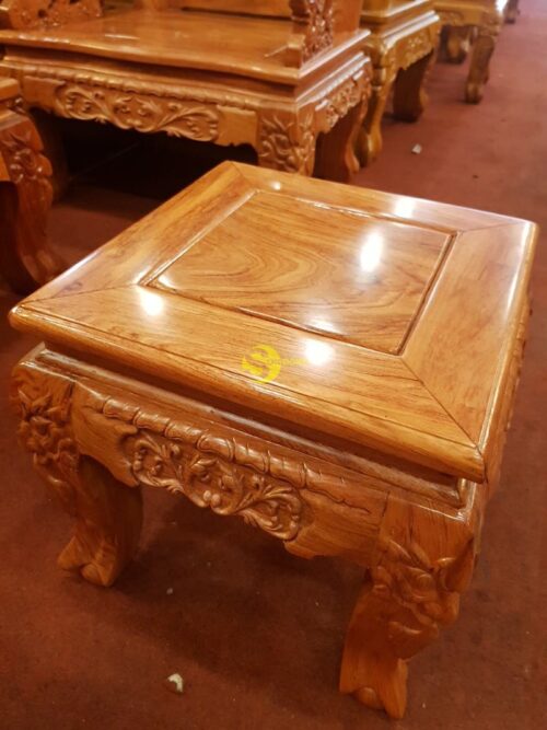 Bộ bàn ghế chạm đào gỗ hương đá tay 10 - BBG019 - Ảnh 4