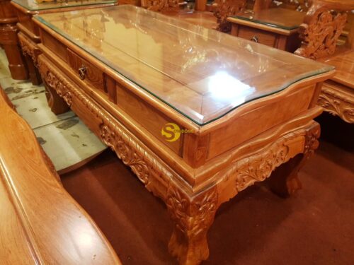 Bộ bàn ghế chạm đào gỗ hương đá tay 10 - BBG019 - Ảnh 11