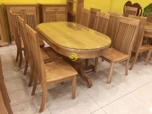 Bàn ăn gỗ sồi oval lớn 6 ghế - LCMBBA06 - Hình ảnh 7