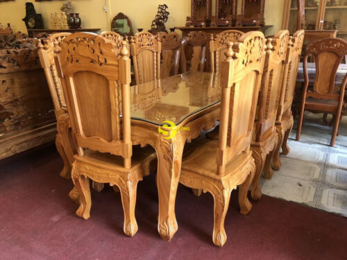 Bộ bàn ghế phòng ăn cổ điển gỗ gõ đỏ BBA2258L