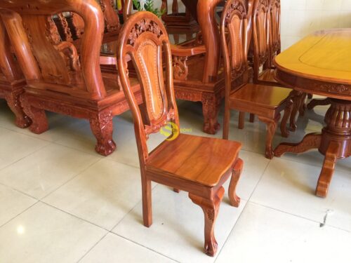Bộ bàn ăn căm xe mặt gõ bàn bầu 8 ghế BBA1018B - Hình ảnh 5