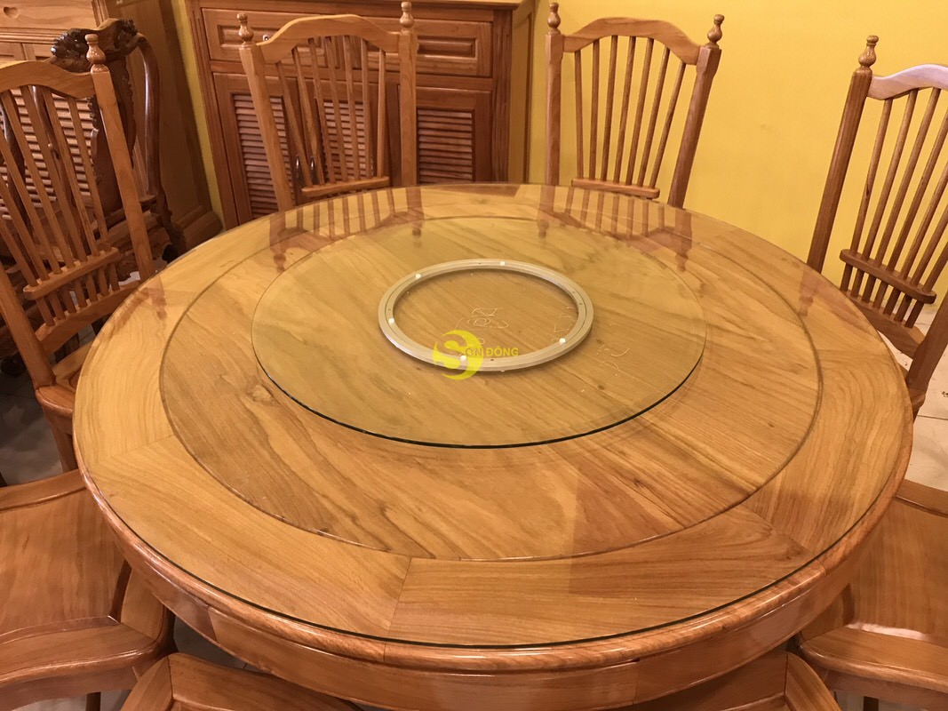 Bộ bàn ăn gõ đỏ 8 ghế hoàng gia hiện đại bàn tròn – BBA2278T (Ảnh 3)