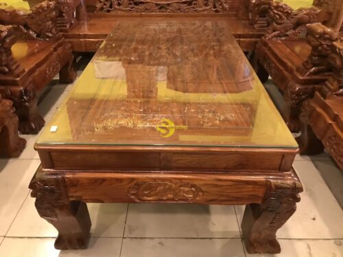 Bộ bàn ghế chạm rồng cột đục nổi gỗ hương tay 16 10 món BBG908 - Ảnh 36