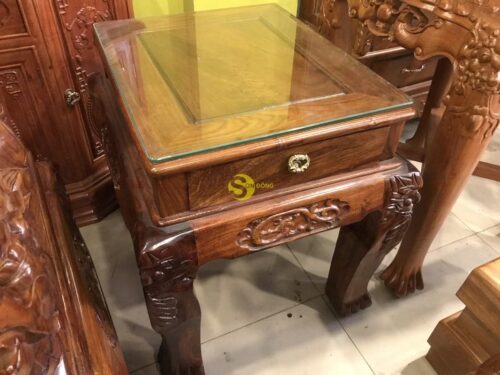 Bộ bàn ghế chạm rồng cột đục nổi gỗ hương tay 16 10 món BBG908 - Ảnh 26