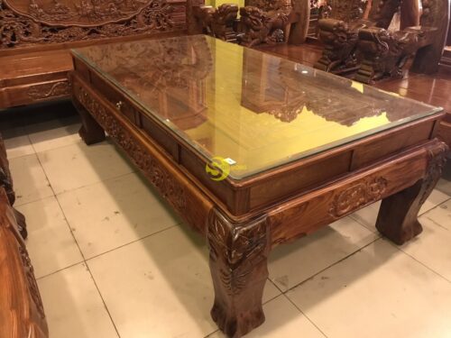 Bộ bàn ghế chạm rồng cột đục nổi gỗ hương tay 16 10 món BBG908 - Ảnh 22