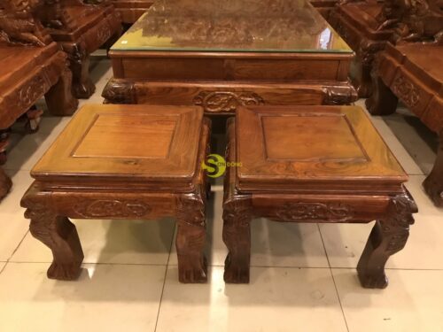 Bộ bàn ghế chạm rồng cột đục nổi gỗ hương tay 16 10 món BBG908 - Ảnh 32