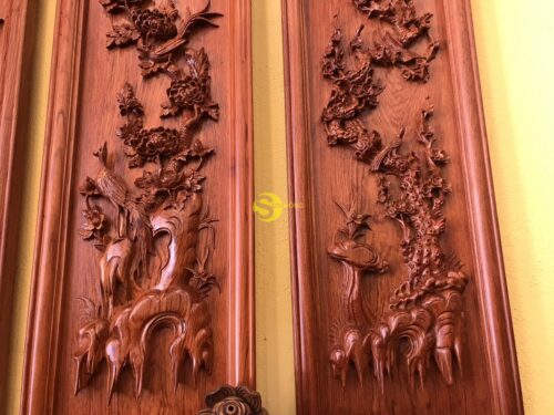 Tranh tứ quý gỗ hương đá 1.17m - LT20 - Hình ảnh 8