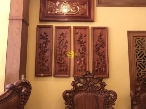 Tranh tứ quý gỗ hương đá 1.17m - LT20 - Hình ảnh 18