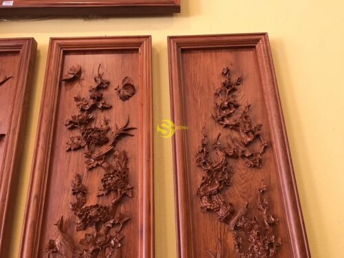 Tranh tứ quý gỗ hương đá 1.17m - LT20 - Hình ảnh 12