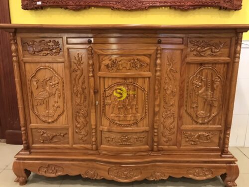 Tủ thờ gõ đỏ tam đa lắp ráp, mặt bầu 1,97m - SD792 - Hình ảnh 7
