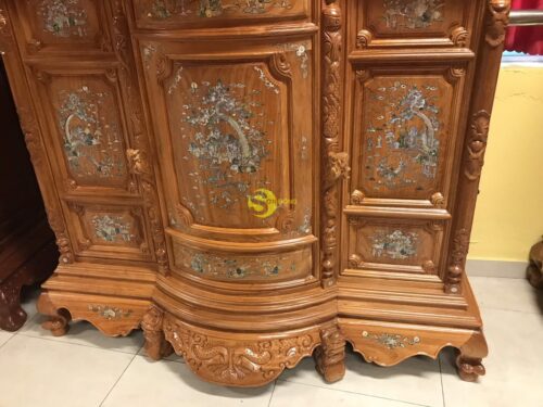 Tủ thờ gõ đỏ bụng phệ khảm ốc 1m76 - SD890 - Ảnh 12