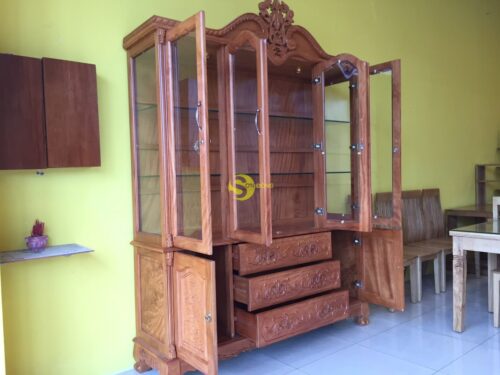 Tủ rượu gõ đỏ hoa lan tây 1m8x2m4 mã TR18 - Hình ảnh 10