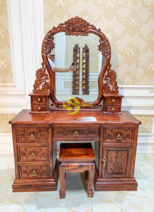 Bàn phấn cẩm lai chạm hoa hồng-BP45 - Hình ảnh 10
