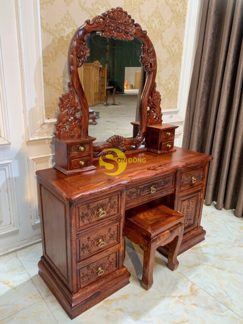 Bàn phấn cẩm lai chạm hoa hồng-BP45 - Hình ảnh 9