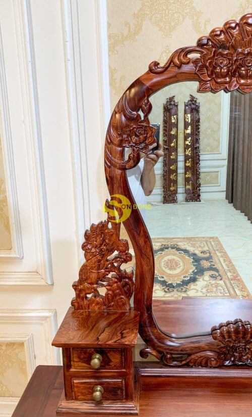 Bàn phấn cẩm lai chạm hoa hồng-BP45 - Hình ảnh 8