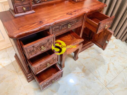 Bàn phấn cẩm lai chạm hoa hồng-BP45 - Hình ảnh 4