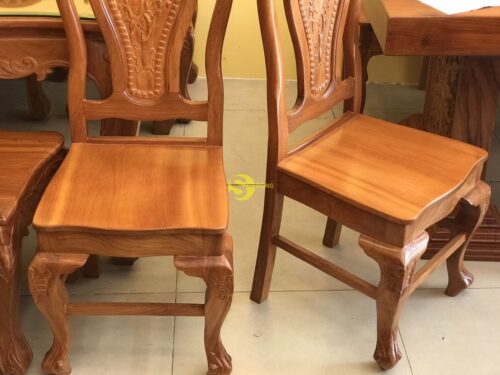 Bộ bàn ăn gõ đỏ 10 ghế hoa lá tây bàn vuông lượn - BBA21610L - Hình ảnh 13