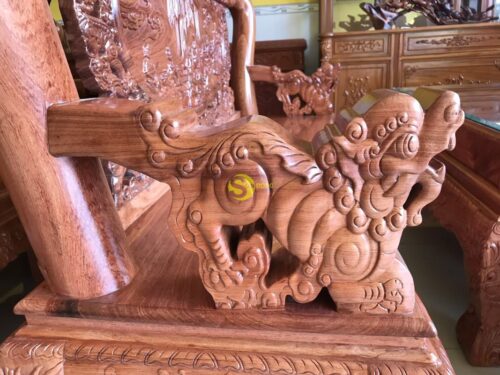 Bộ bàn ghế chạm rồng bát tiên gỗ hương đá tay 12, 6 món BBG636 - Hình ảnh 8