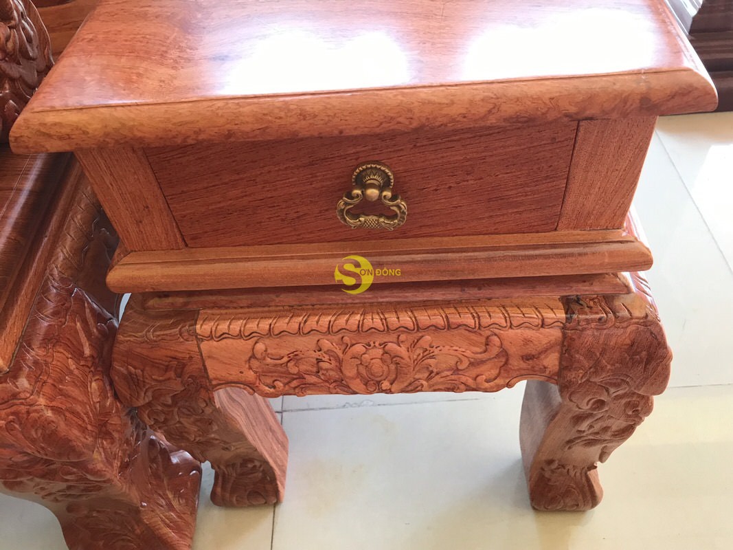 Bộ bàn ghế chạm rồng bát tiên gỗ hương đá tay 12, 6 món BBG636 (Ảnh 2)