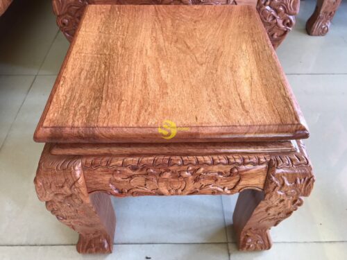 Bộ bàn ghế chạm rồng bát tiên gỗ hương đá tay 12, 6 món BBG636 - Hình ảnh 11