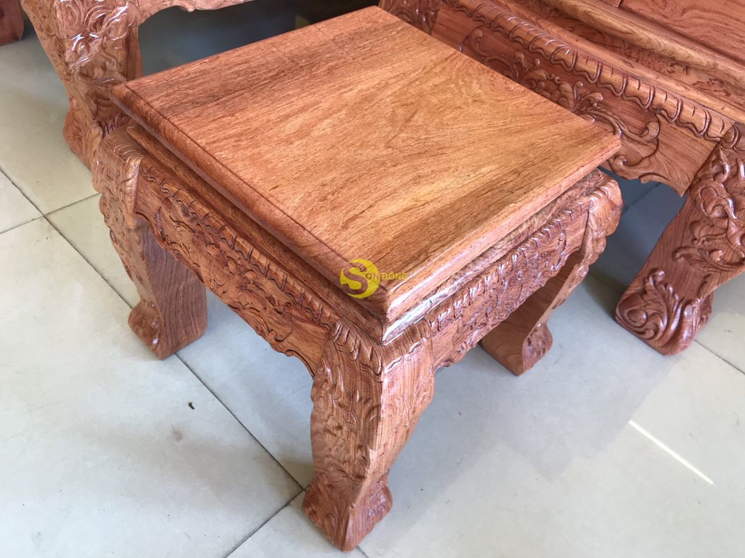 Bộ bàn ghế chạm rồng bát tiên gỗ hương đá tay 12, 6 món BBG636 (Ảnh 8)