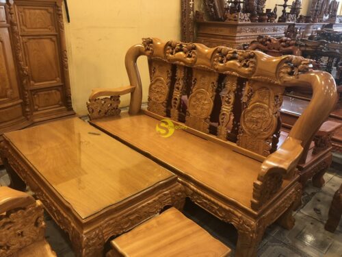 Bộ gõ đỏ đào tay rồng 6 món tay 12 mặt 3 phân VIP - BBG654 - Hình ảnh 8