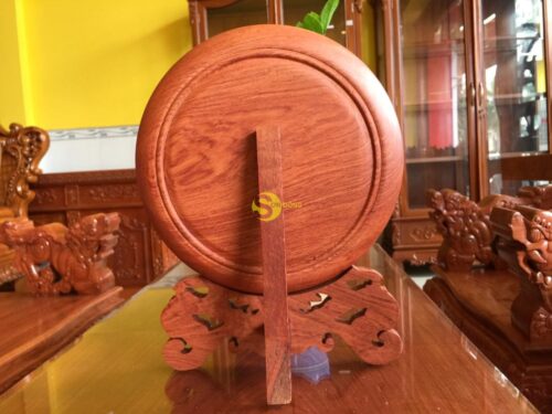 Đĩa tứ linh gỗ hương 32cm DTL32 - Ảnh 2