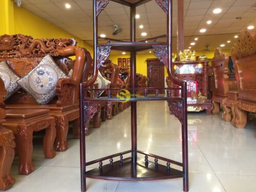 Kệ góc trưng bày gỗ gụ 60, 4 tầng - LT08 - Hình ảnh 4